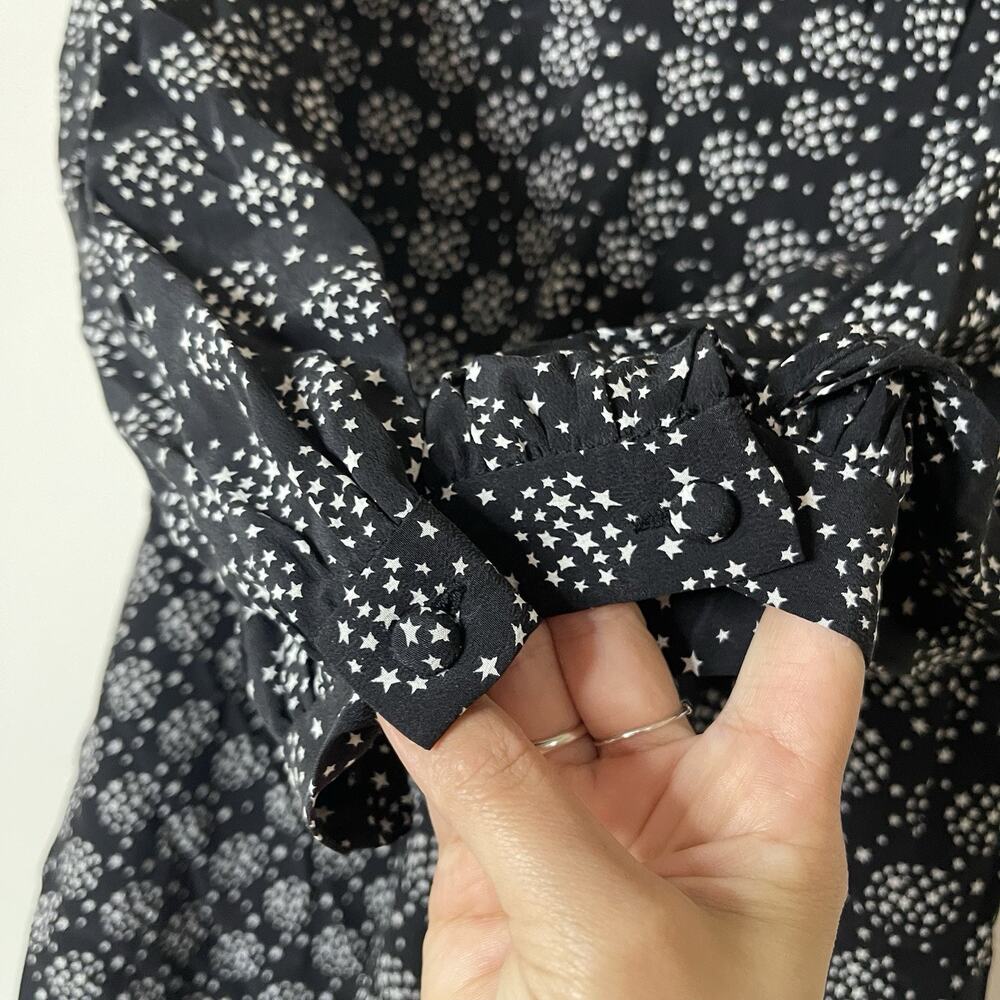 Equipment black stars silk vneck mini dress size 2 - Picture 6 of 7